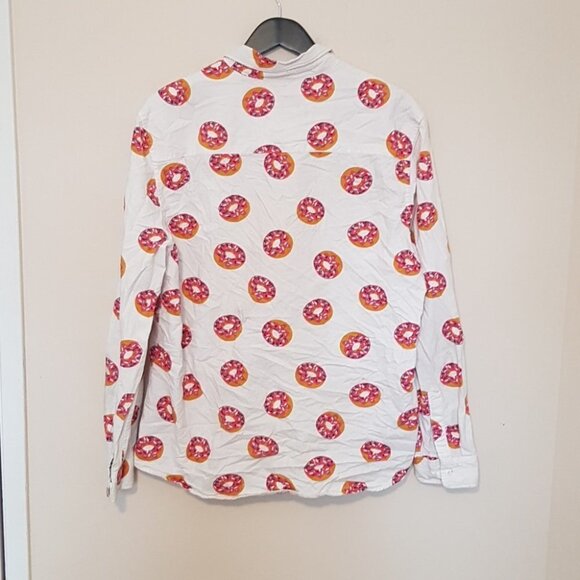 *SOLD* H&M donut print white button up  cotton shirt - Picture 3 of 8